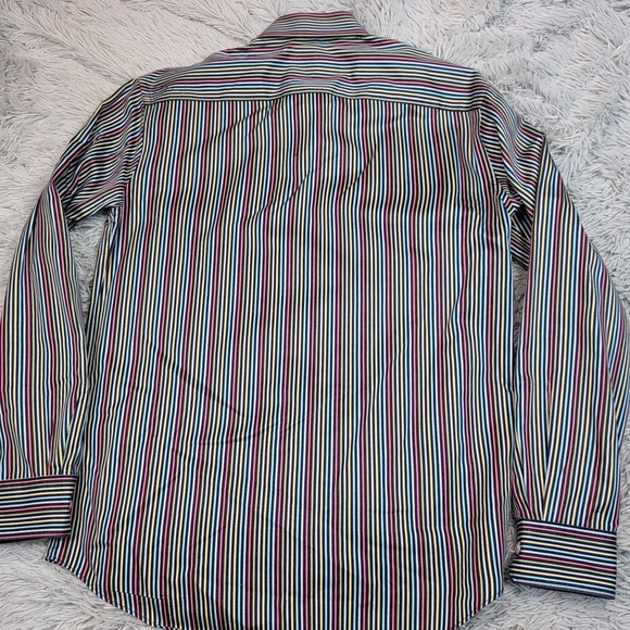 Bugatchi Shirt Mens M Striped Button Up Preppy Comfort Casual Shaped Fit - Picture 2 of 11